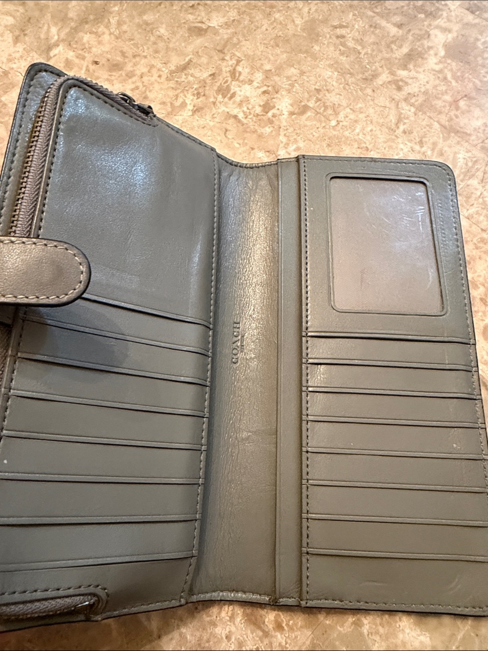 Coach Gray Leather Wallet Logo in gun metal gray slim design - Picture 12 of 14